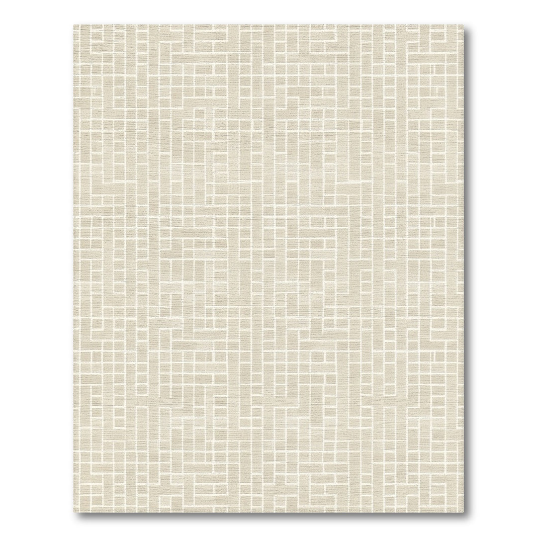 Beige Geometric Block Beige and Neutral Area Rug