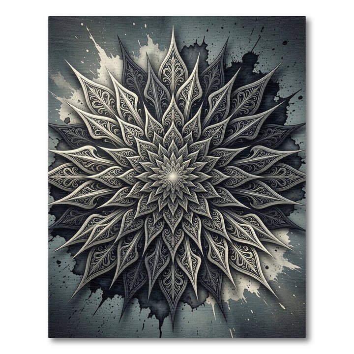 Intricate Slate Mandala Rug