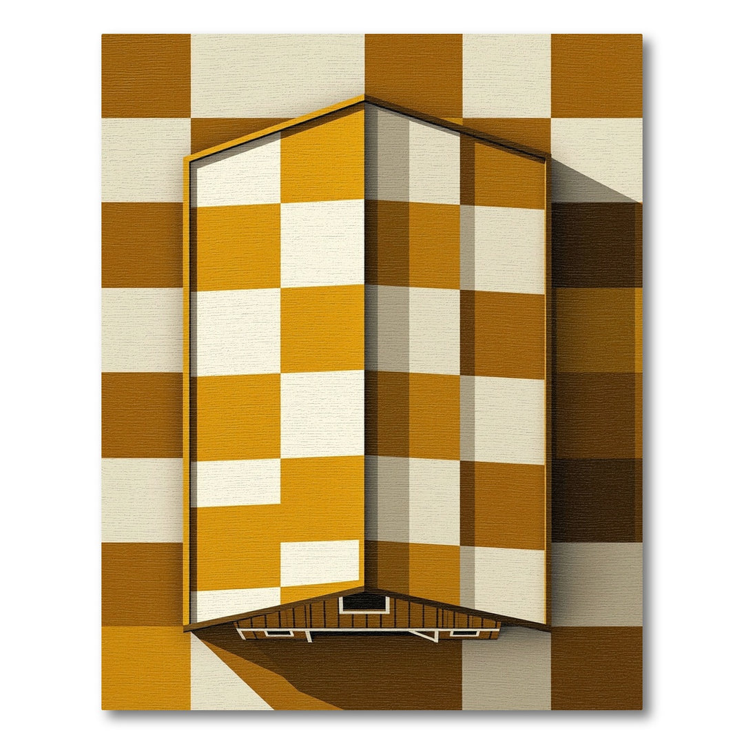 Checkerboard Orange White Building Rug
