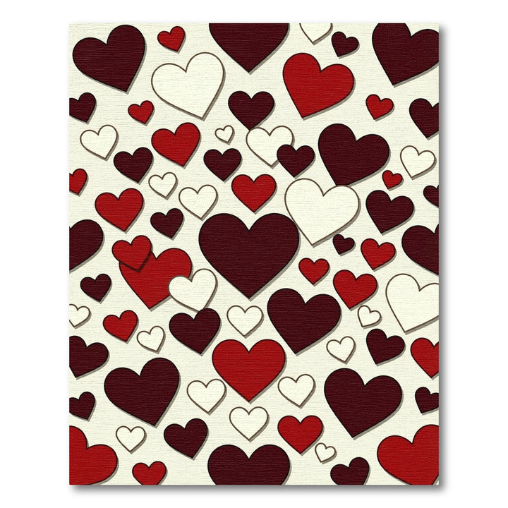 Romantic Burgundy Red White Hearts Rug