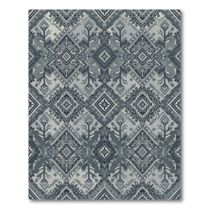Gray Tribal Diamond Medallion Rug