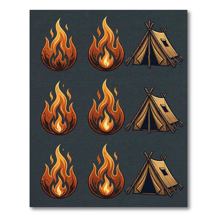Campfire And Tent Illustration Rug