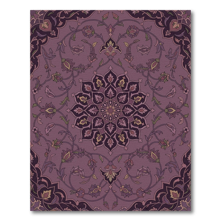 Ornate Plum Floral Medallion Tapestry Rug