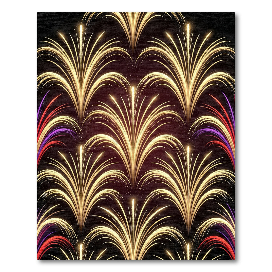 Golden Firework Fan Rays Red Purple Rug