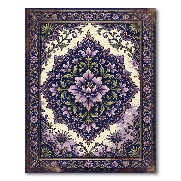 Purple Floral Medallion Mandala Rug