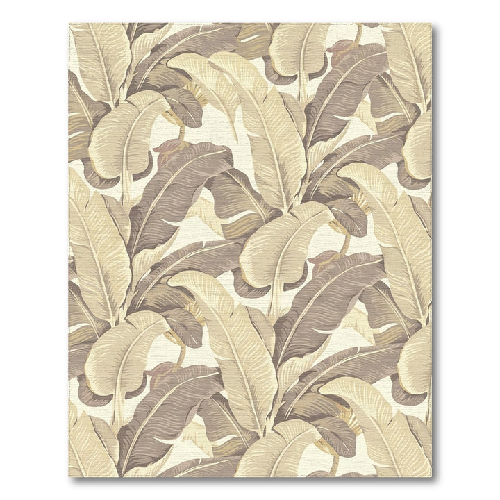 Palm Leaf Tropical Beige Brown Rug