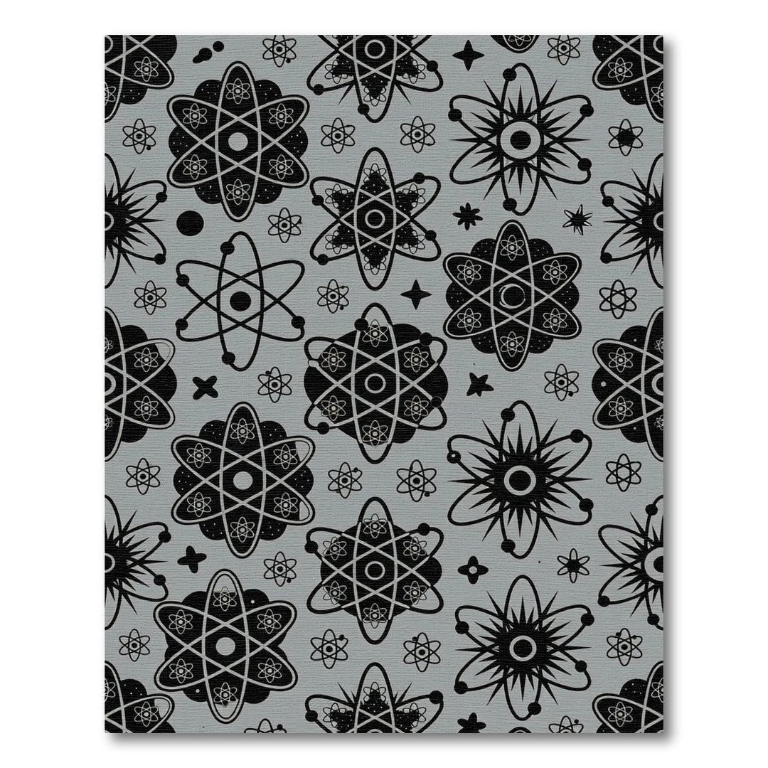 Black Atom Grey Abstract Scatter Rug