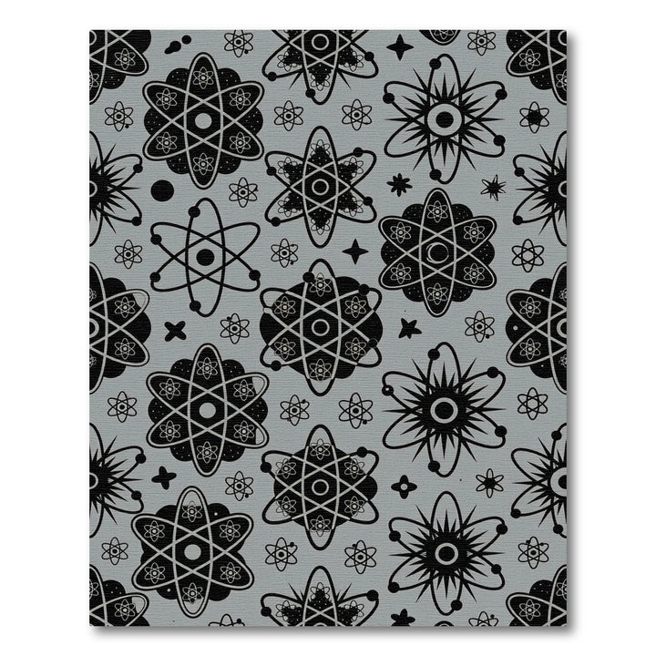 Black Atom Grey Abstract Scatter Rug