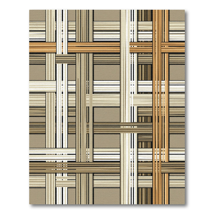 Woven Beige and Brown Linear Rug