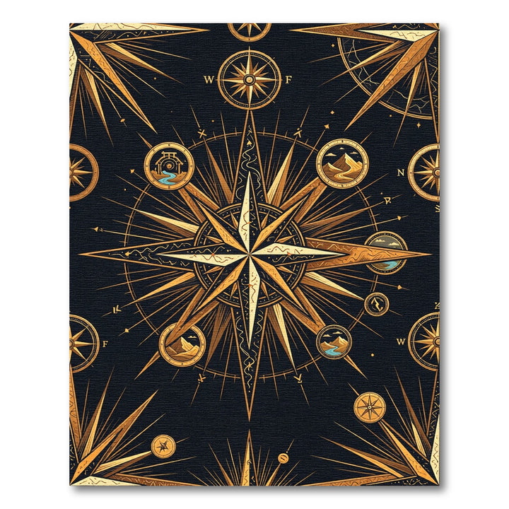 Golden Compass Starburst Celestial Rug