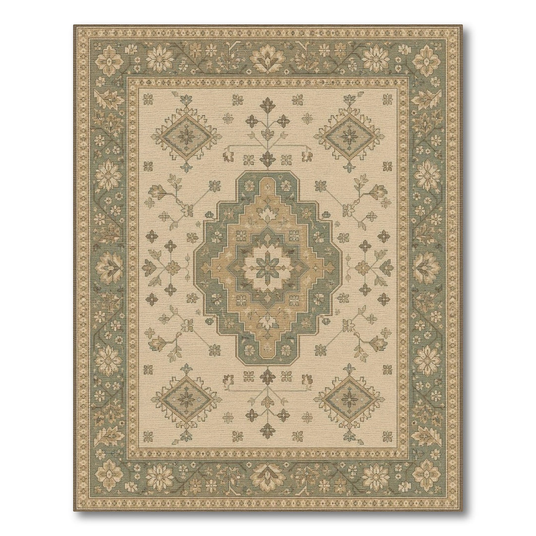 Blue and Teal Floral Medallion Area Rug