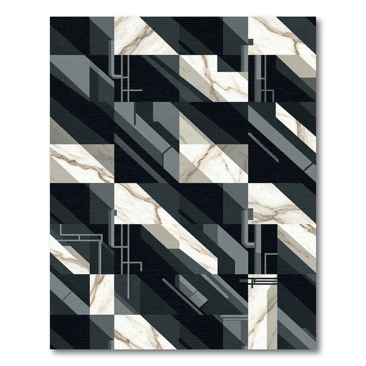 Geometric Marble Abstract Lines Rug