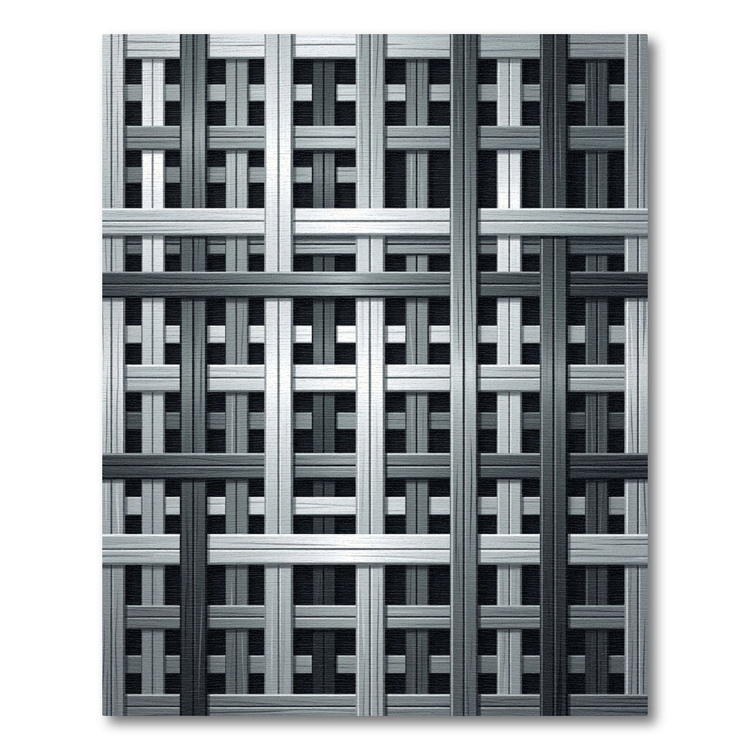 Gray Woven Wood Lattice Rug