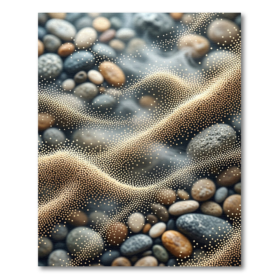 Golden Shimmer Beach Pebble Abstract Rug