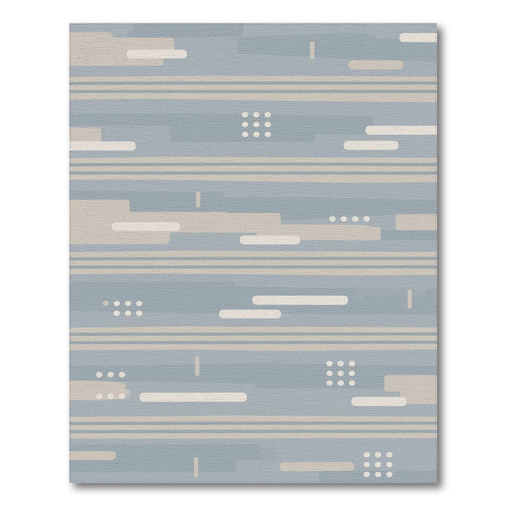 Blue Geometric Lines Area Rug