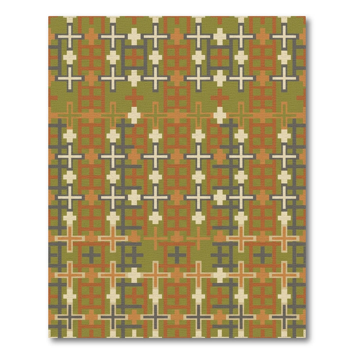 Earthy Geometric Cross Medallion Rug