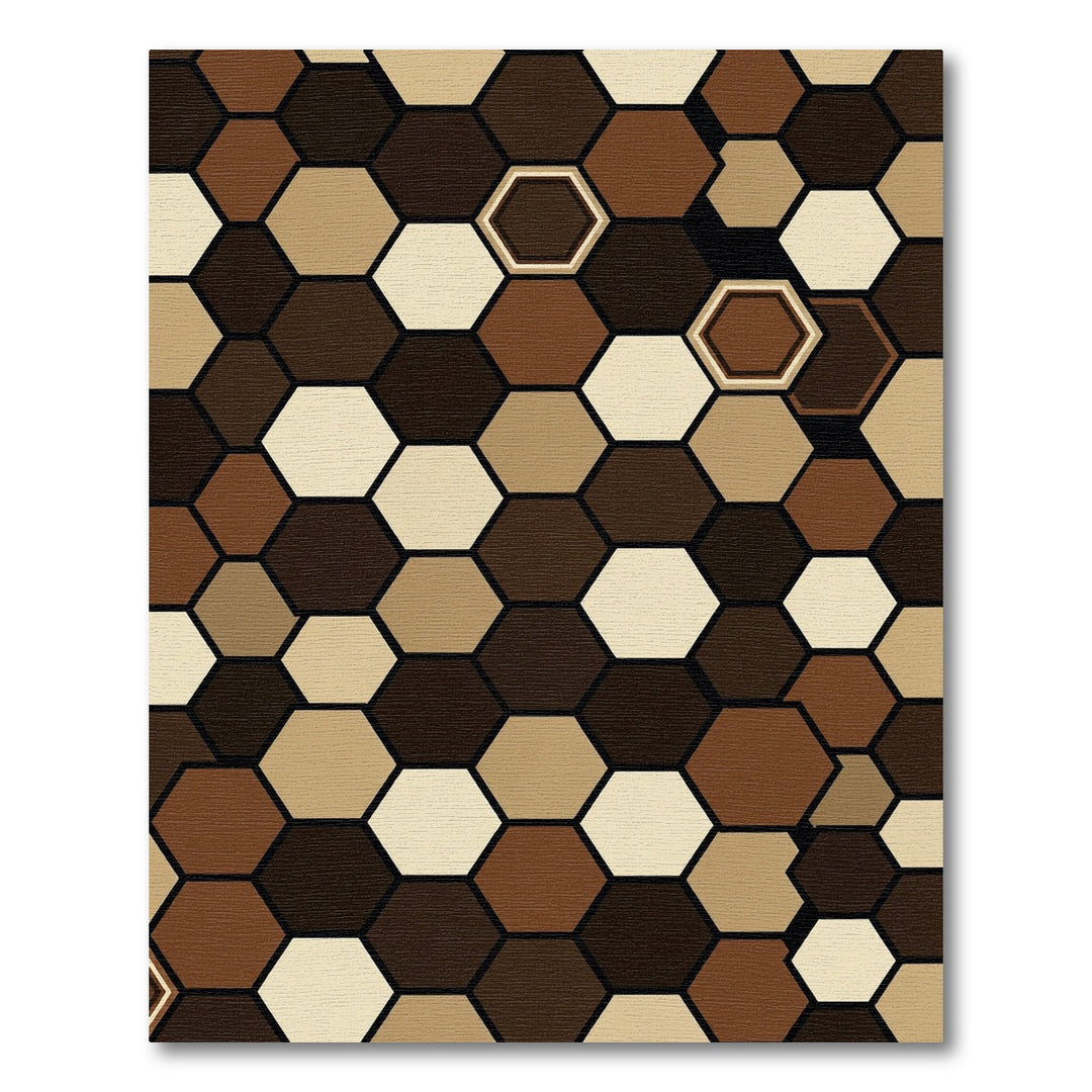 Earthy Tones Geometric Hexagon Rug