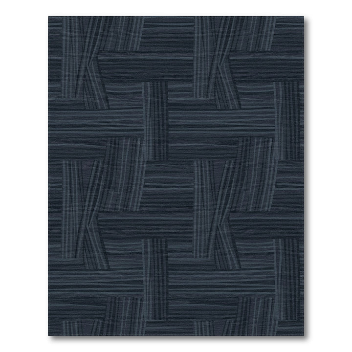 Dark Navy Woven Wood Texture Rug