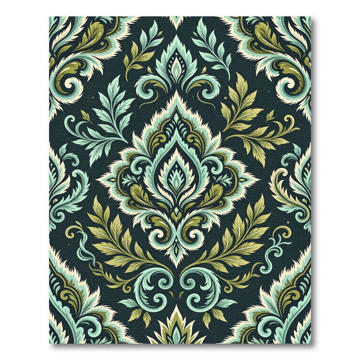 Classic Teal and Gold Floral Scroll Rug