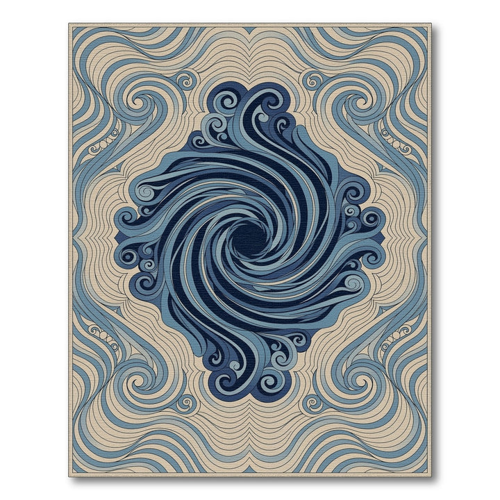 Blue and Teal Blue Swirl Vortex Area Rug