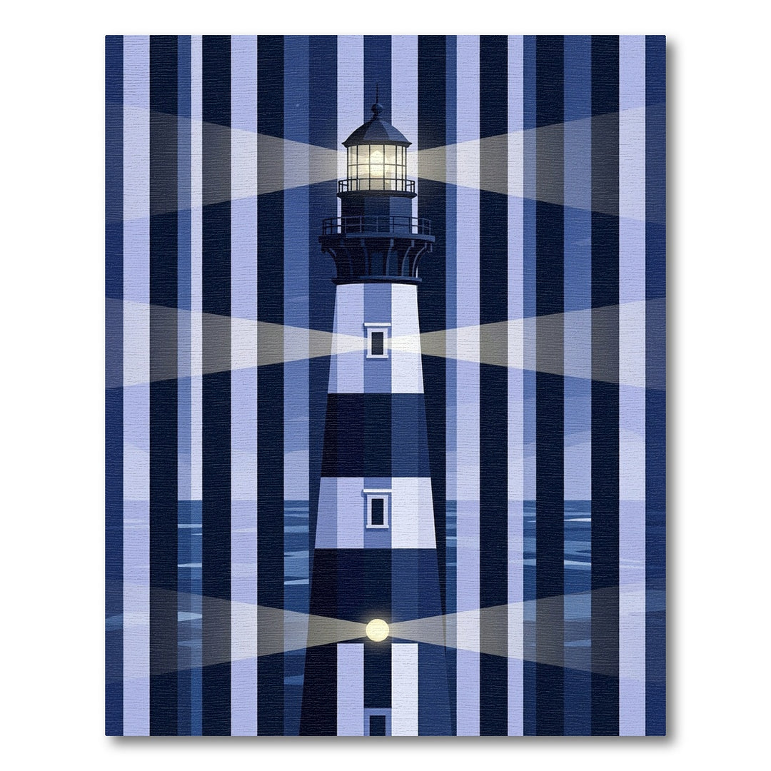 Coastal Blue Lighthouse Stripes Rug