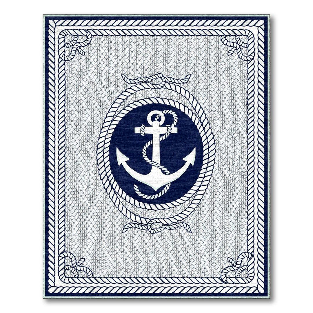 Navy Anchor Rope Coastal Area Rug
