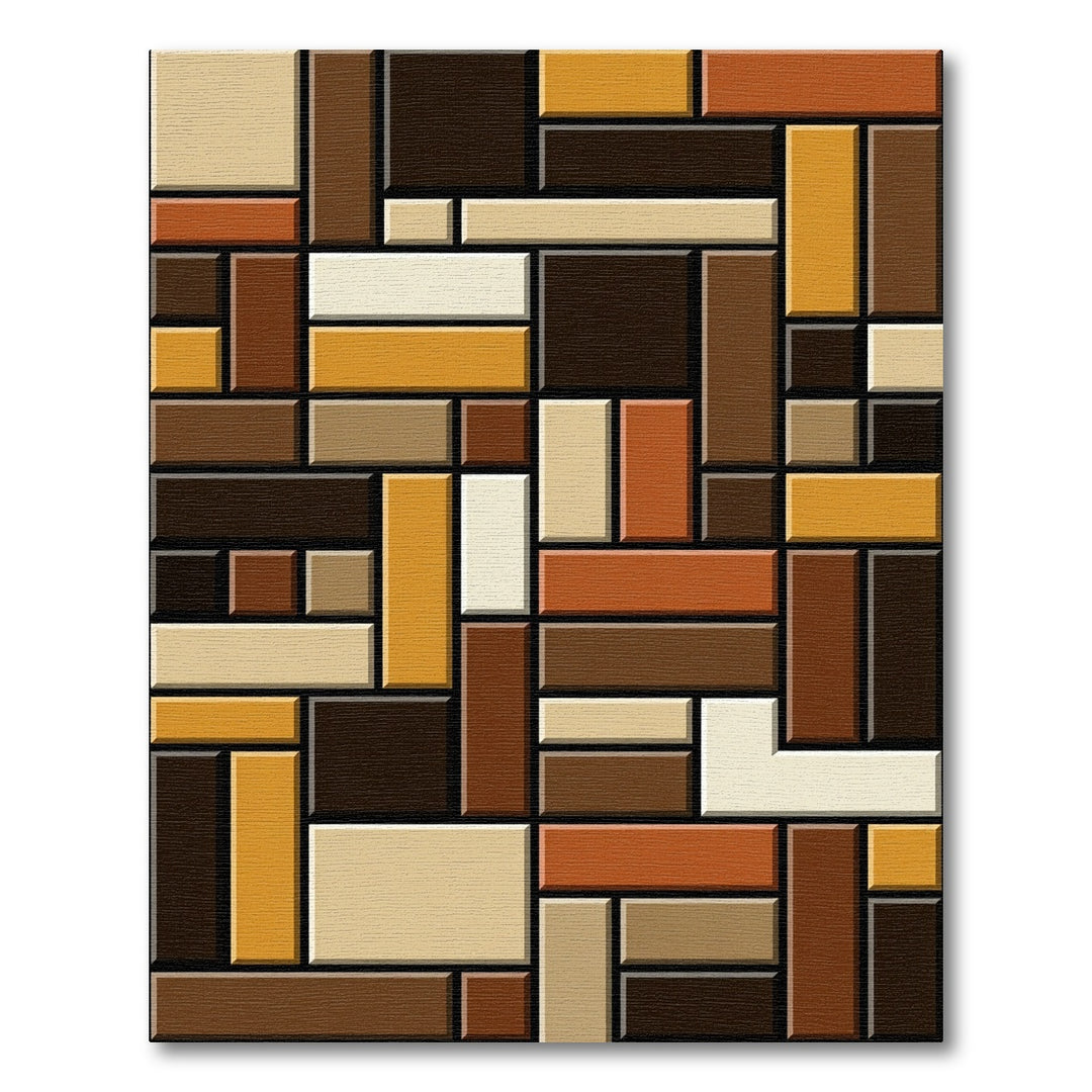 Chic Earthy Tone Rectangular Block Rug
