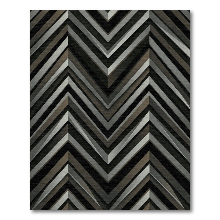Monochromatic Chevron Zigzag Stripes Rug