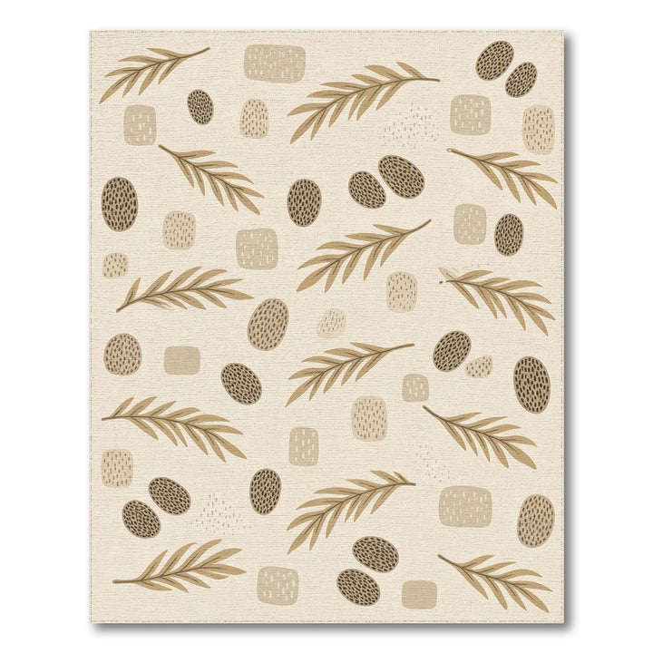 Beige Abstract Leaf and Dot Area Rug