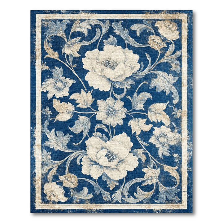 Blue Floral Vintage Area Rug