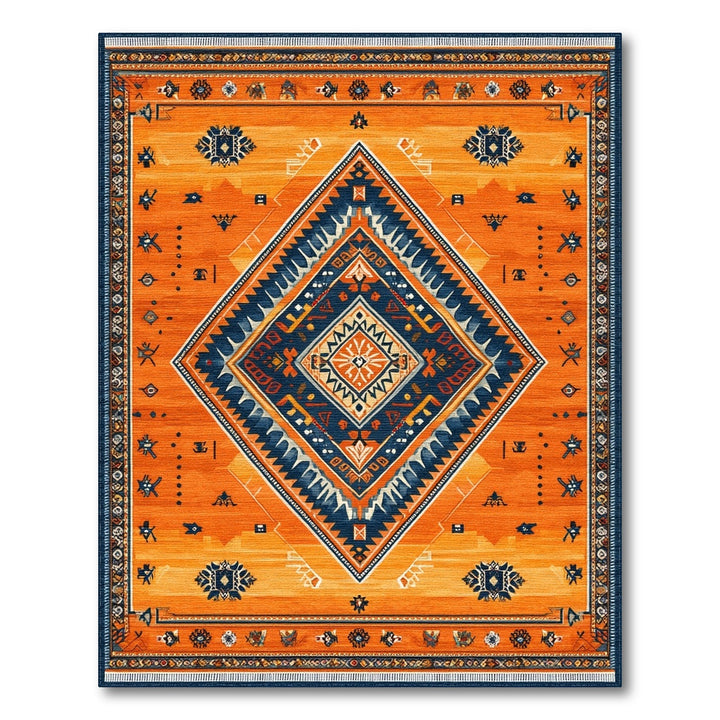 Orange Southwestern Diamond Area Rug