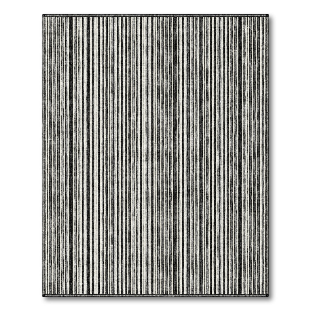 Black White Striped Geometric Area Rug