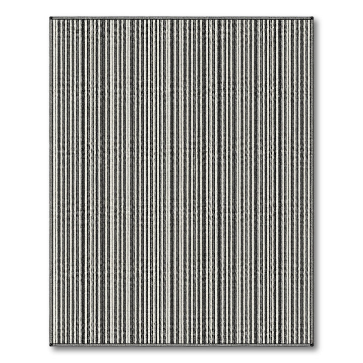 Black White Striped Geometric Area Rug
