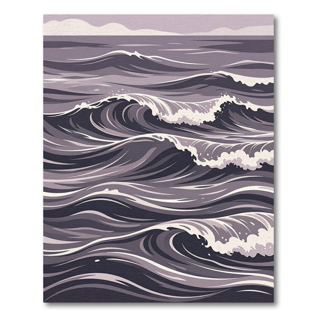 Moody Gray Ocean Wave Rug
