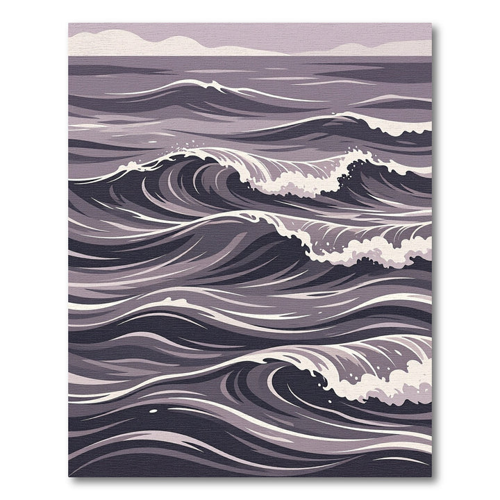 Moody Gray Ocean Wave Rug