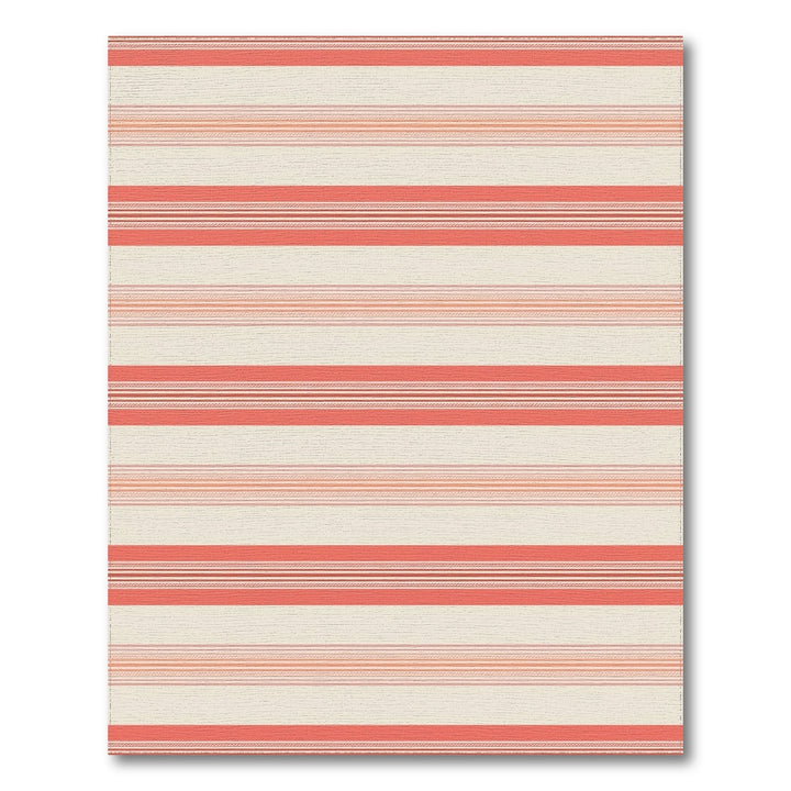 Coral Cream Thin Striped Rug