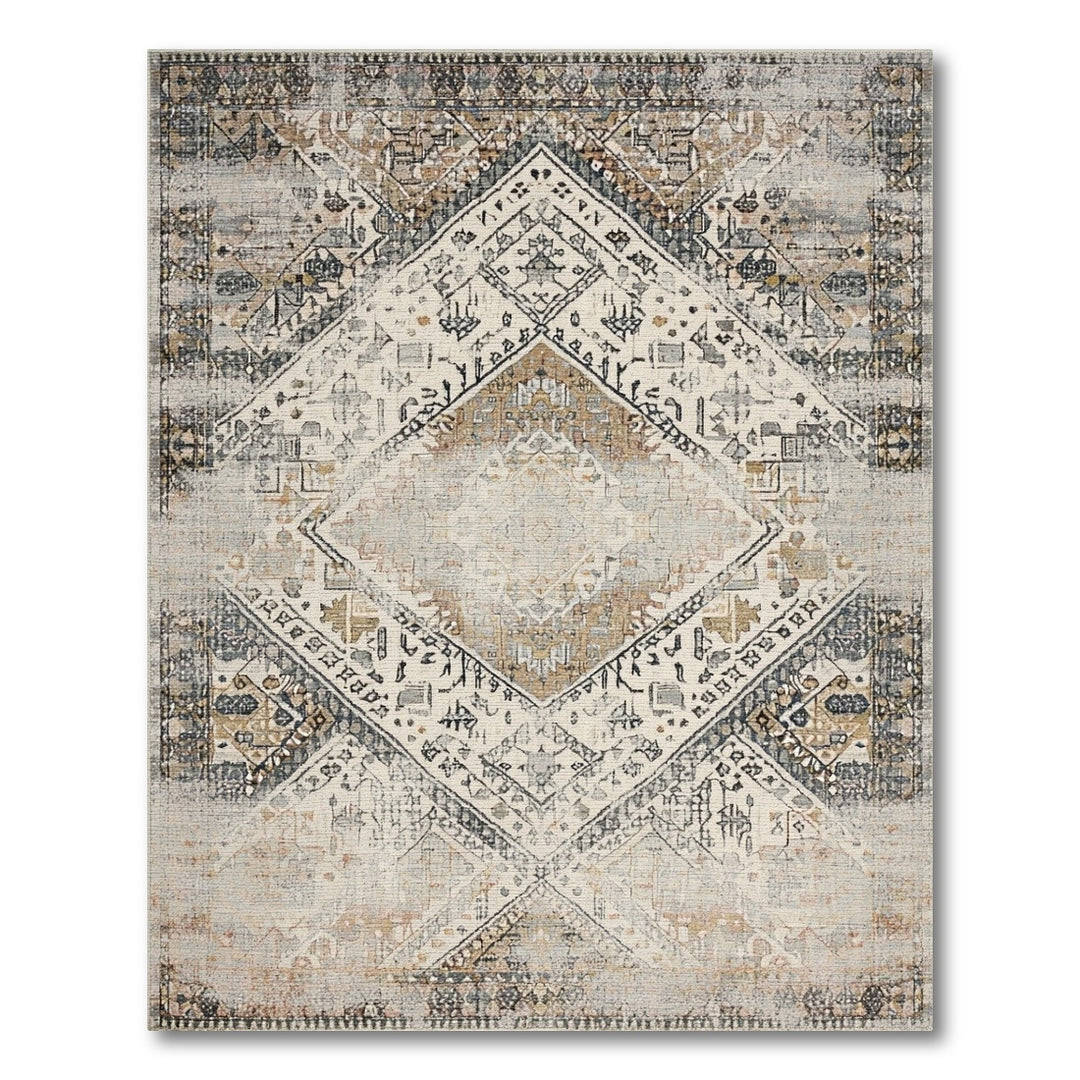 Grey Distressed Vintage Diamond Area Rug