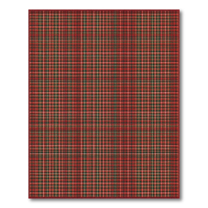 Geometric Modern Red Plaid Washable Area Rug