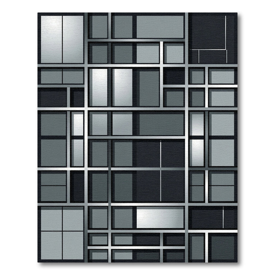 Modern Geometric Monochrome Architectural Rug