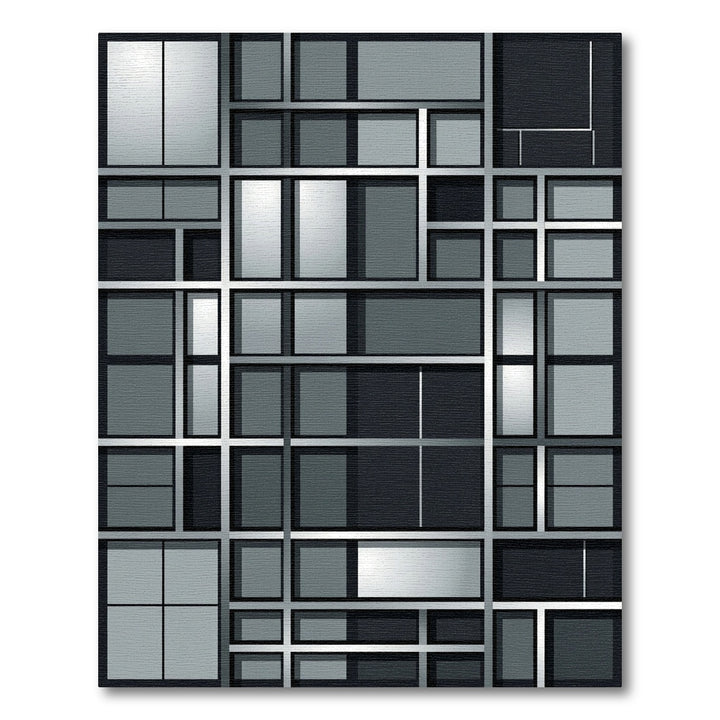 Modern Geometric Monochrome Architectural Rug