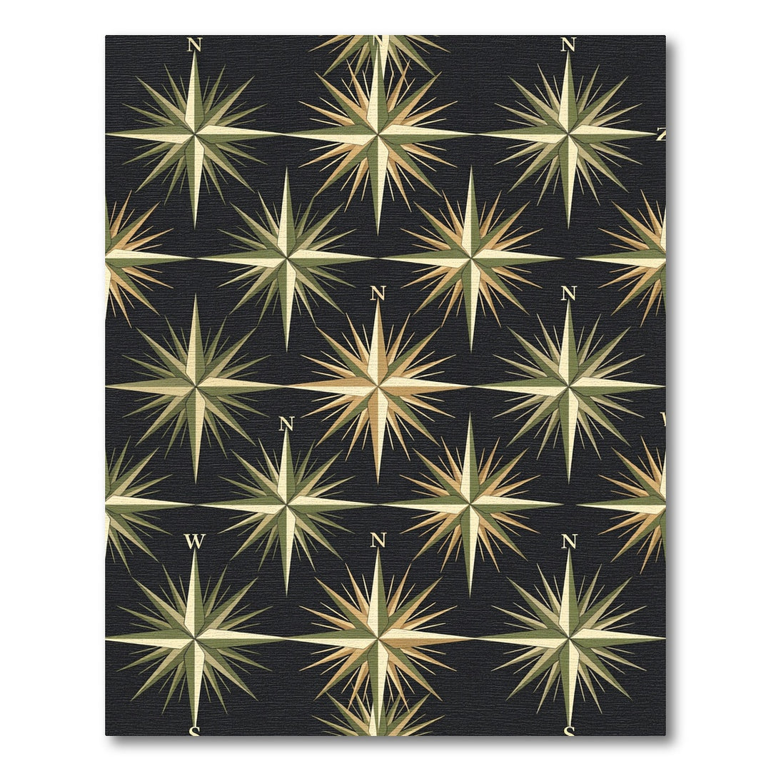 Olive Gold Compass Rose Repetition Rug