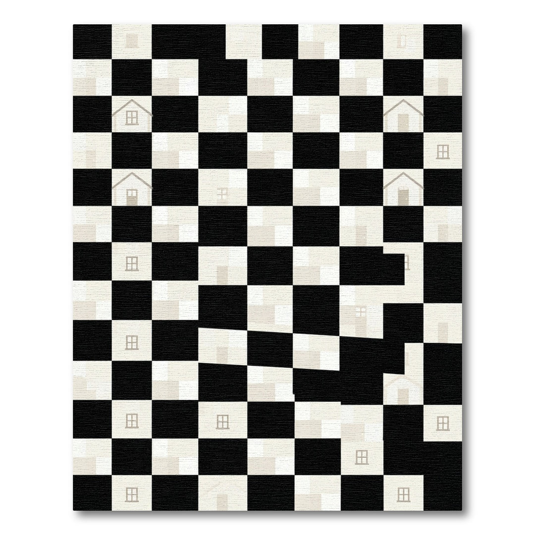 Checkerboard House Silhouette Rug