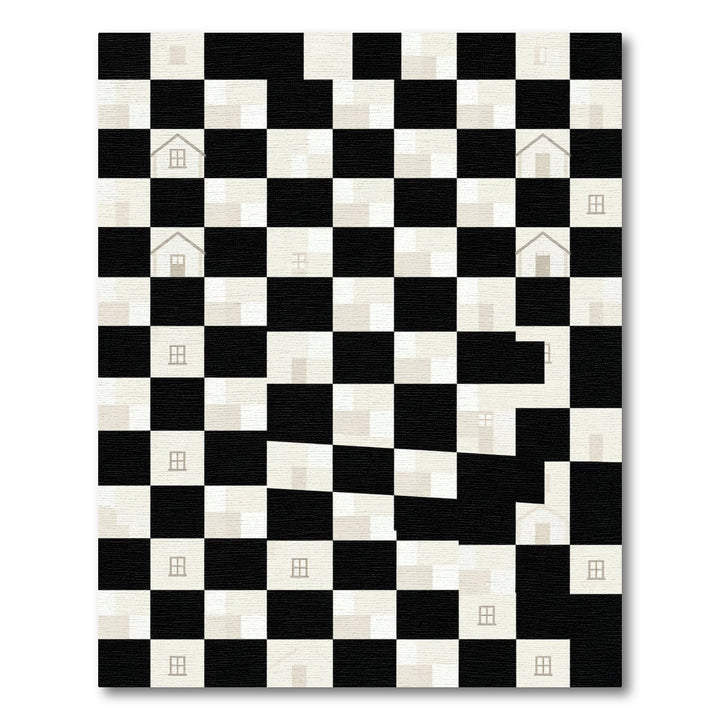Checkerboard House Silhouette Rug