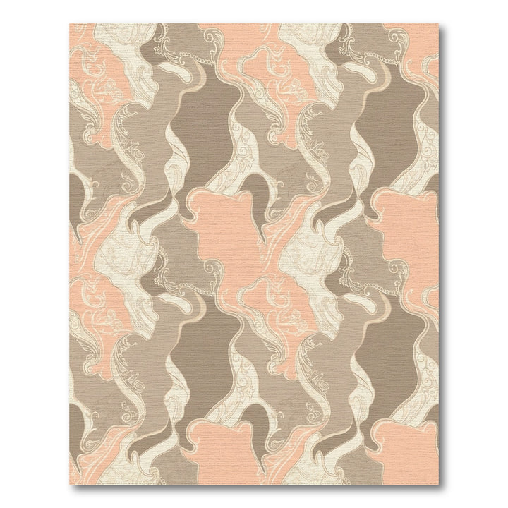 Peach Tan Abstract Organic Swirls Rug