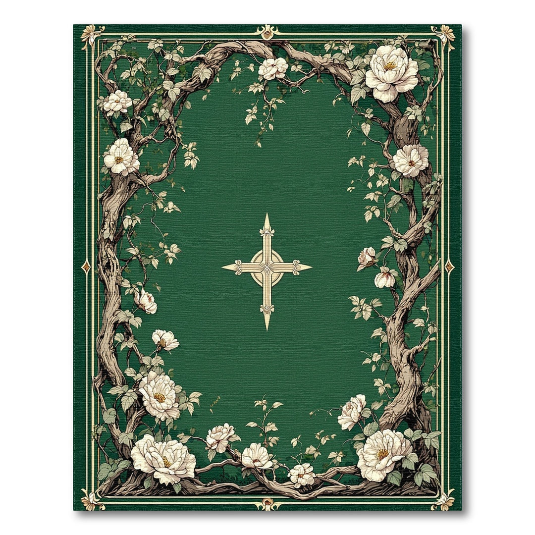 Green Floral Branch Vintage Area Rug