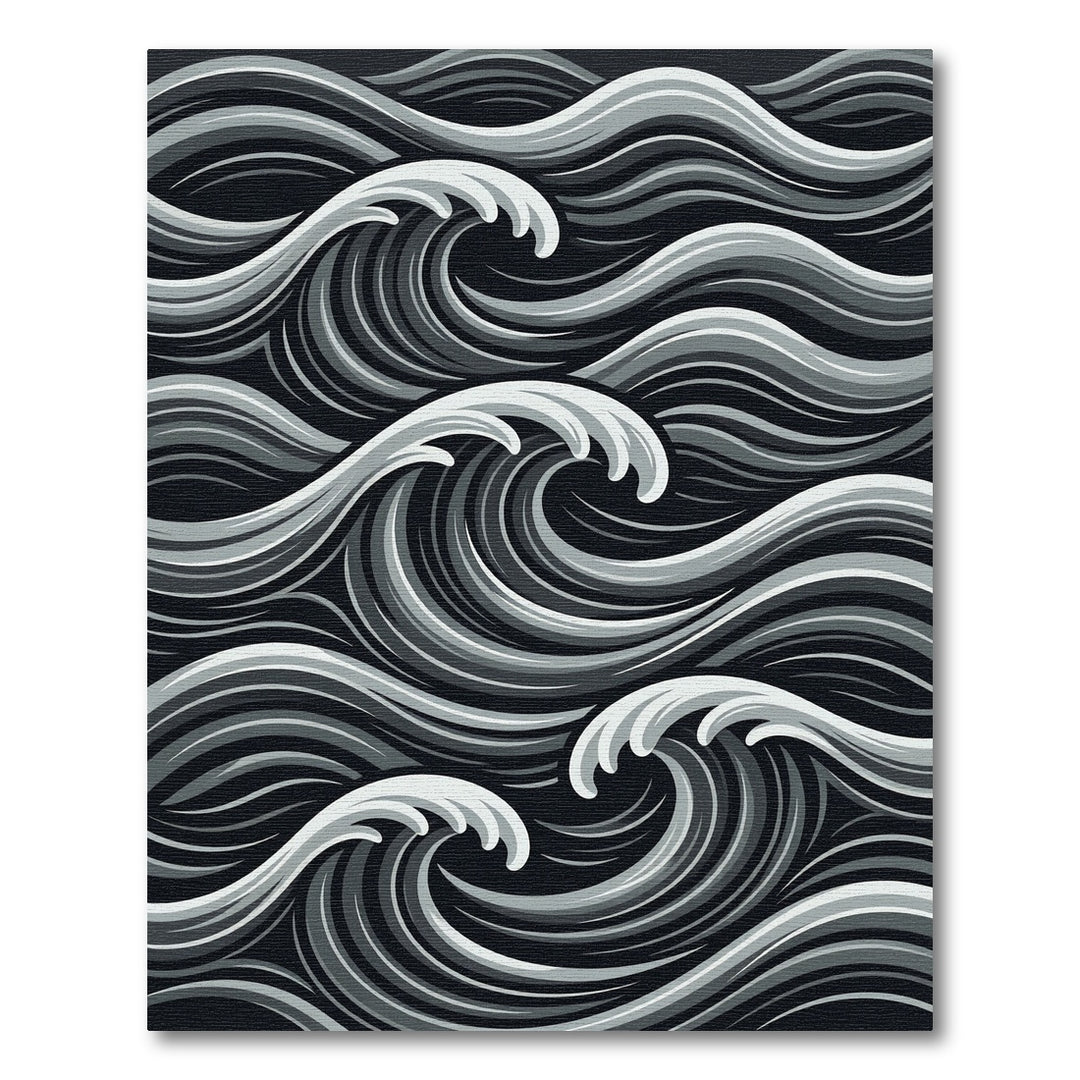 Monochromatic Gray Ocean Wave Rug