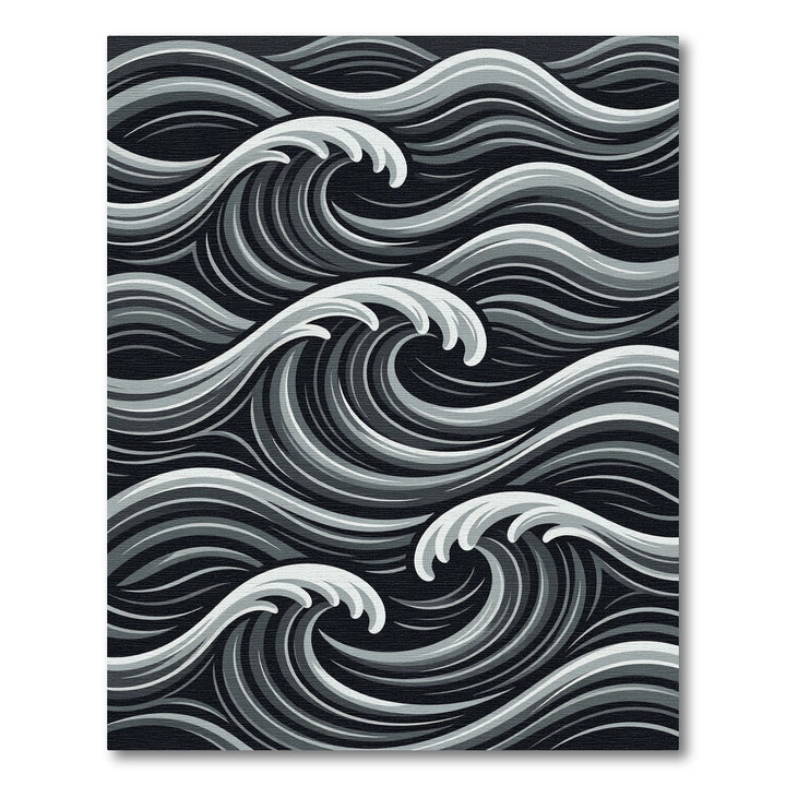 Monochromatic Gray Ocean Wave Rug