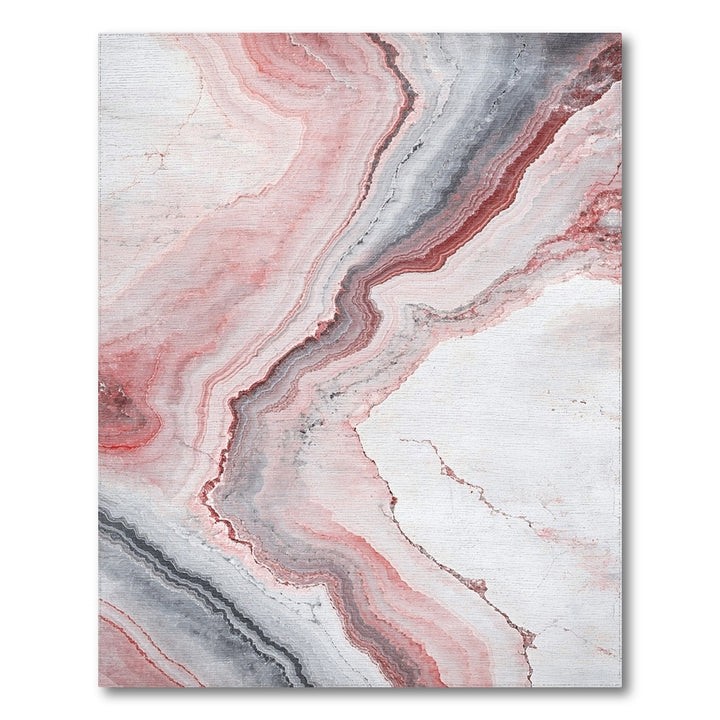 Pink Grey Marble Abstract Area Rug