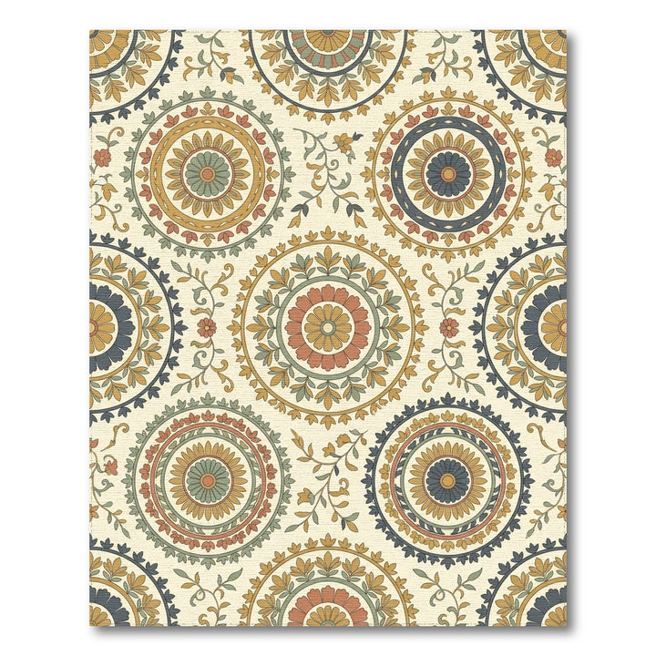 Earthy Jewel Tone Medallion Foliage Rug