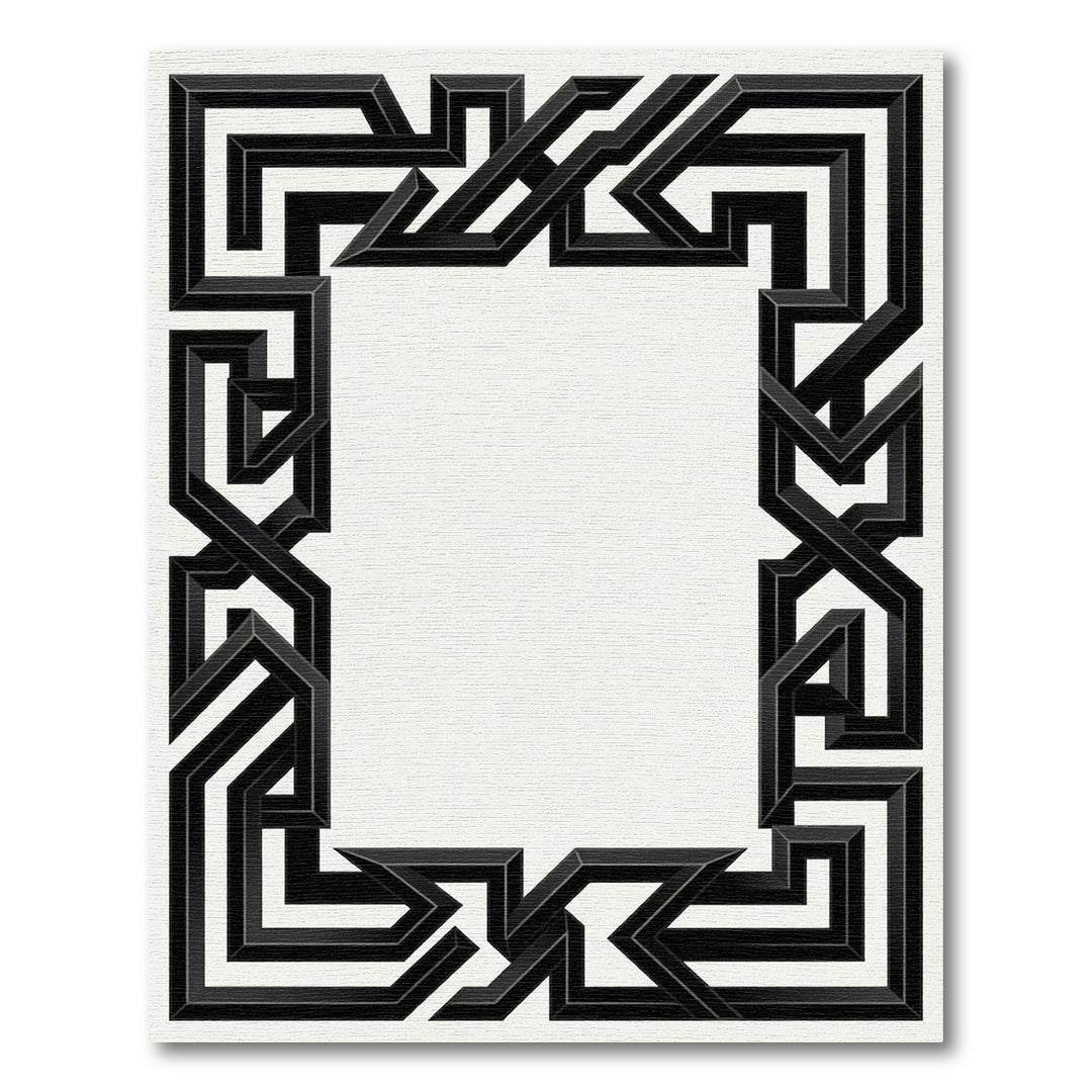 Bold Black Geometric Interlocking Frame Rug